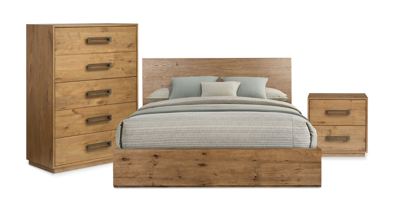 Scott Living Henri 5pc Bedroom Set with Bed, Chest & Nightstand, Wood, Brown - King Size