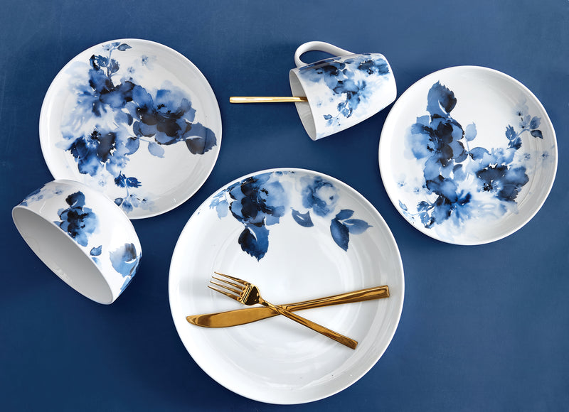 H2K Midnight Roses 16-Piece Porcelain Dinnerware Set