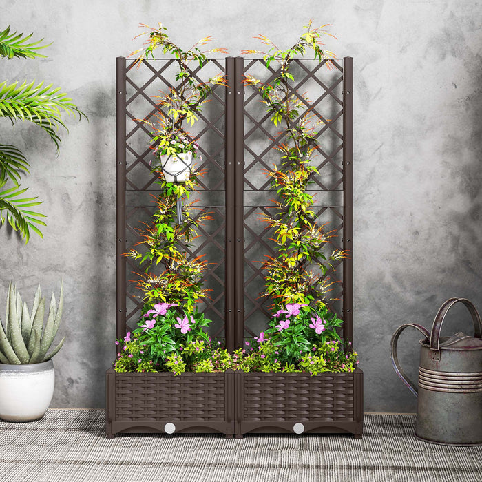 Outsunny Plastic Raised Bed, Garden Box With Trellis, 32\" X 16\" X 48\"