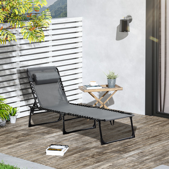 Outsunny Folding Lounge Chair, Reclining Tanning Chair With Adjustable Back
