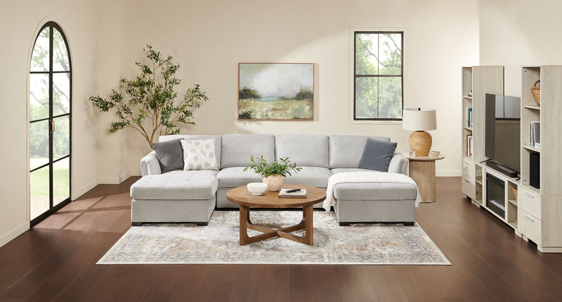 Vault 3-Piece Sectional with Sofa Bed Loveseat and Two Storage Chaises - Grey