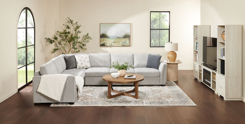 Vault 5-Piece Sectional with Pull-Out Loveseat and Storage Chairs - Grey