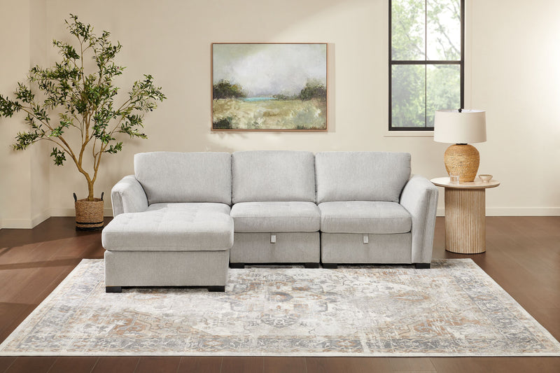 Vault 3-Piece Left-Facing Sectional with Storage Chaise and Two Storage Chairs - Grey