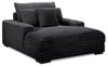 Alto 58\" Ultra Plush Faux Fur Fabric Chaise Lounge with Dual Cupholders and USB Port - Ebony