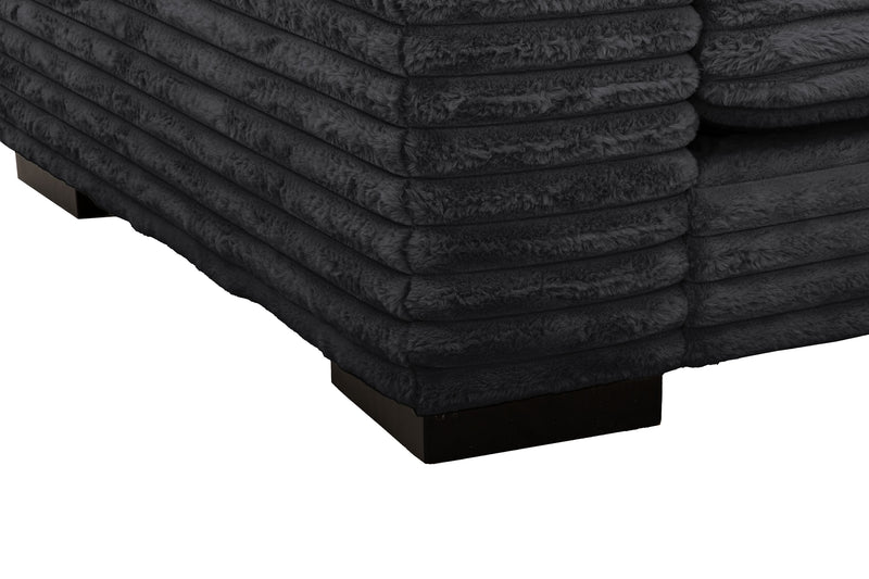 Alto 2-Piece Ultra Plush Faux Fur Fabric Sectional with Dual Cupholders and USB Ports - Ebony