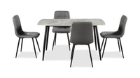 Arlo 5pc Dining Set with Table & 4 Charcoal Chairs, Sintered Stone & Metal, 55
