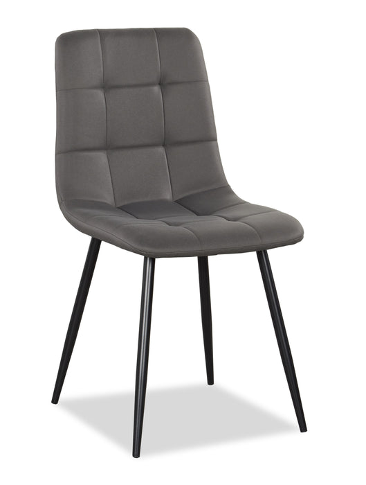 Arlo 7pc Dining Set with Table & 6 Charcoal Chairs, Sintered Stone & Metal, 55\"W - Charcoal & Grey/Black