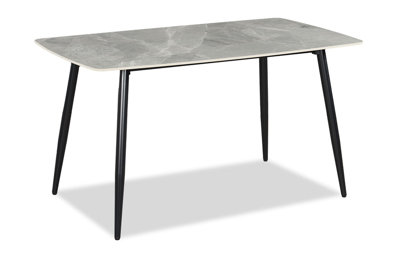 Arlo 7pc Dining Set with Table & 6 Grey Chairs, Sintered Stone & Metal, 55\"W - Grey/Black