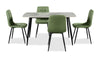 Arlo 5pc Dining Set with Table & 4 Green Chairs, Sintered Stone & Metal, 55"W - Green & Grey/Black | Ensemble de salle à manger Arlo 5 pièces en pierre frittée et métal avec table de 55 po (L) et 4 chaises vertes - vert, gris et noir