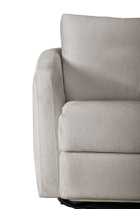 Cindy Crawford Home Aspen 33.5\" Fabric Swivel Power Reclining Chair with Power Footrest - Silver