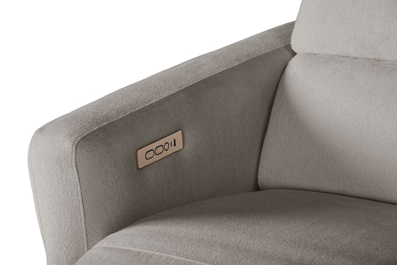Cindy Crawford Home Aspen 4-Piece Power Reclining Sectional with Armless Chair and USB Port - Silver
