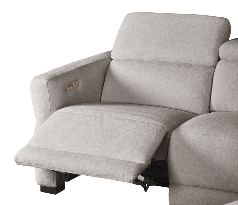 Cindy Crawford Home Aspen 3-Piece Power Reclining Sectional with Adjustable Headrests and USB Port - Silver