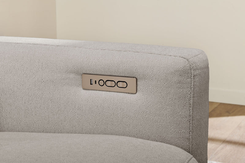 Cindy Crawford Home Aspen 4-Piece Power Reclining Sectional with Armless Chair and USB Port - Silver