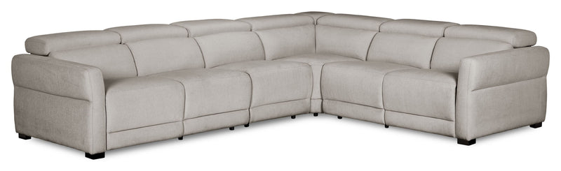 Cindy Crawford Home Aspen 4-Piece Power Reclining Sectional with Armless Chair and USB Port - Silver