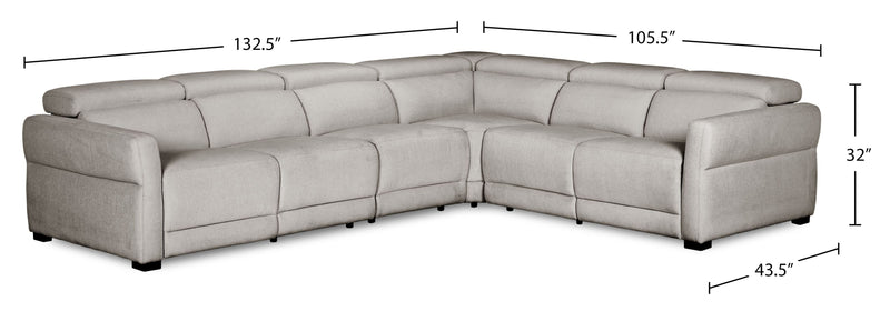 Cindy Crawford Home Aspen 4-Piece Power Reclining Sectional with Armless Chair and USB Port - Silver