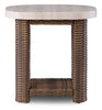 Banff Outdoor Patio End Table - Resin Wicker & Aluminum, Weather Resistant - Brown/Beige | Table de bout Banff pour la terrasse à l’extérieur - osier en résine et aluminium, résistante aux intempéries - brune et beige