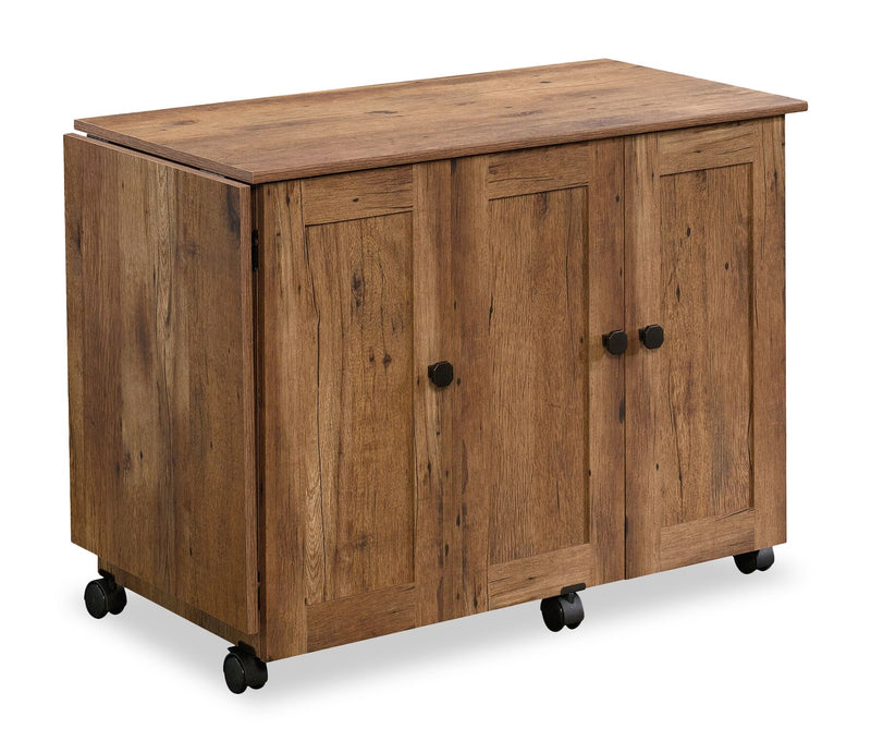 Brett 40.08” 3 Shelf Sewing and Craft Cart with Casters – Vintage Oak