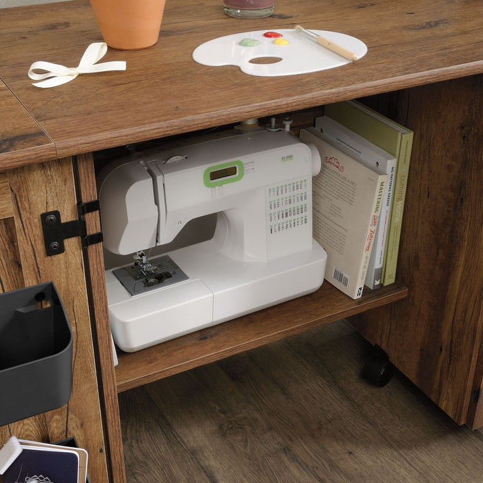 Brett 40.08” 3 Shelf Sewing and Craft Cart with Casters – Vintage Oak