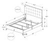 Cami Panel Bed with Fabric Headboard & Frame, Grey Oak - Queen Size | Lit à panneaux Cami en chêne gris avec tête de lit en tissu et cadre de lit - format grand lit