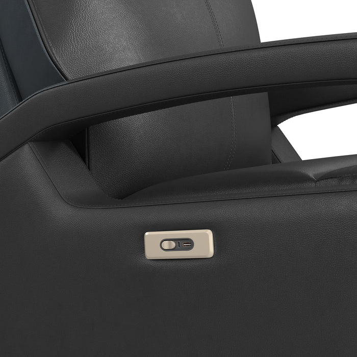 Carlos 31\" Top-Grain Genuine Leather Power Reclining Chair with Glider and Swivel –  Grey