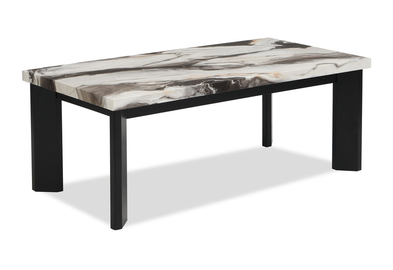 Carra 47.64\" Modern Coffee Table with Marble-Look Top - Black