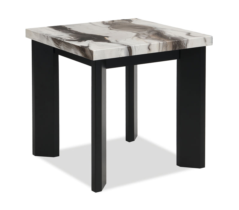 Carra 22\" Modern End Table with Marble-Look Top - Black