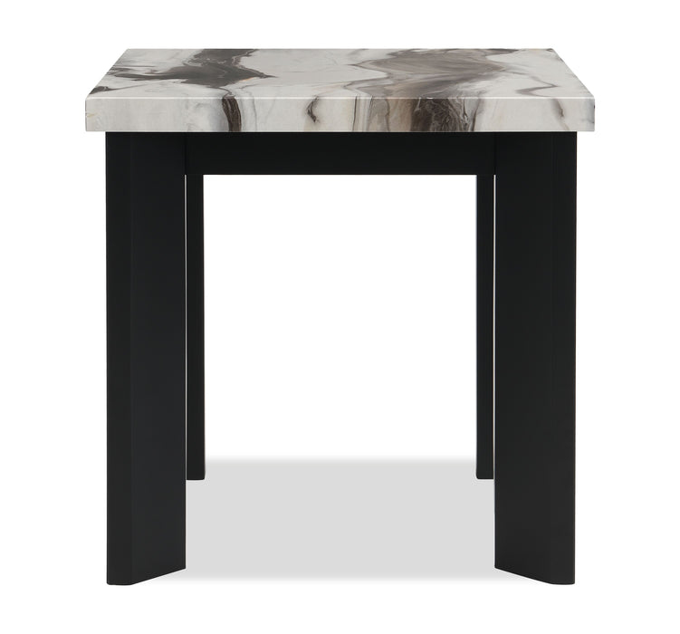 Carra 22\" Modern End Table with Marble-Look Top - Black