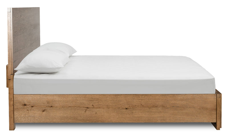 Scott Living Henri Panel Bed with Headboard & Frame, Wood, Brown - Queen Size