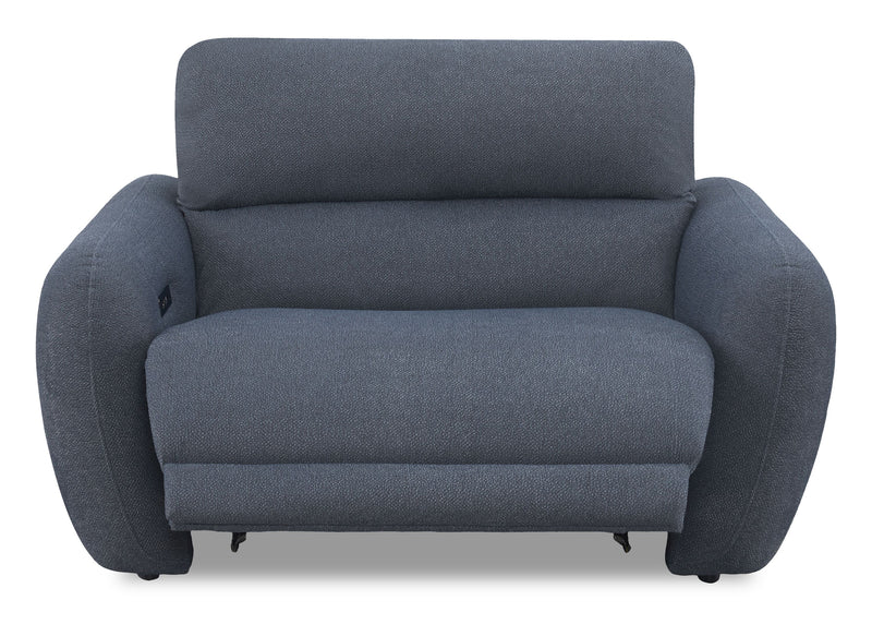 Cindy Crawford Home Kailyn 54\" Fabric Power Reclining Chair with Power Headrest - Indigo