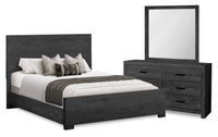Soren 5pc Bedroom Set with Panel Bed, Dresser & Mirror, Graphite Grey - Queen Size 