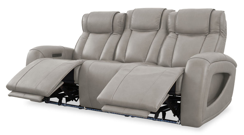 Shaquille O’Neal Home Titan 92\" Genuine Leather Power Reclining Sofa with Shaq-o-pedic Comfort – Slate 