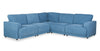 Voyage Modular 5-Piece Fabric Sectional with Removable Back Cushions – Blue | Sofa sectionnel modulaire Voyage 5 pièces en tissu avec coussins de dossier amovibles - bleu