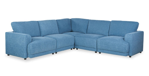 Voyage Modular 5-Piece Fabric Sectional with Removable Back Cushions – Blue 