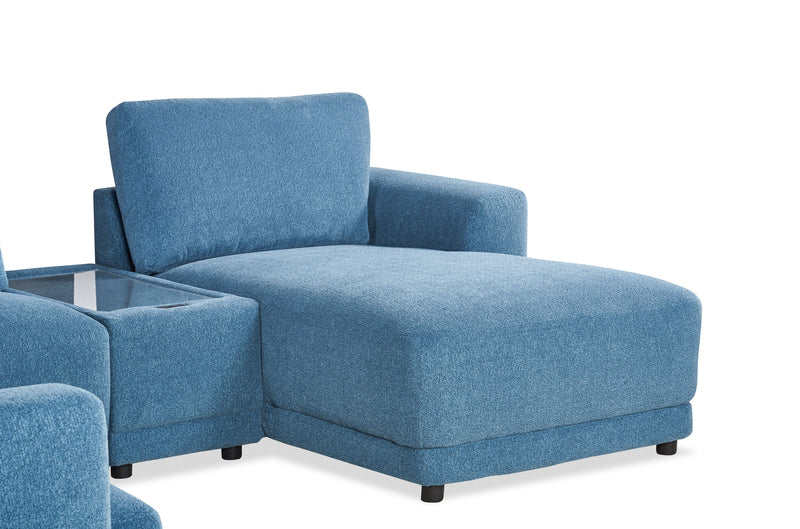 Voyage Modular 6-Piece Right-Facing Fabric Sectional with Console and Removable Back Cushions – Blue