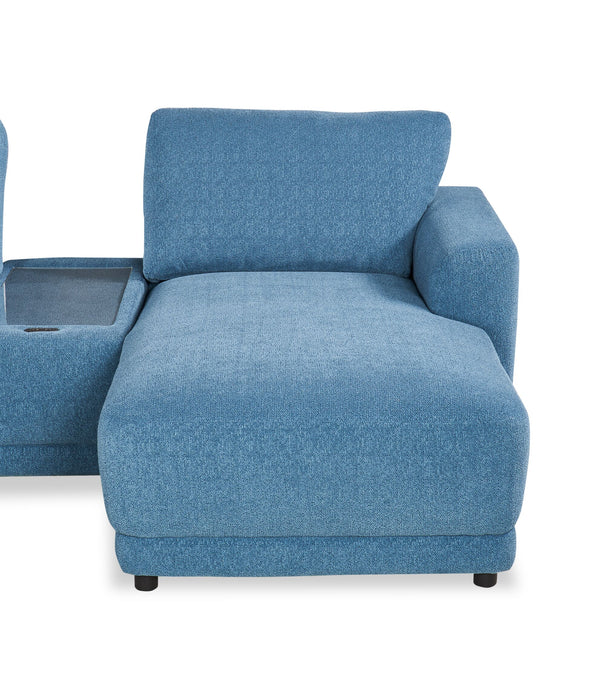 Voyage Modular 6-Piece Right-Facing Fabric Sectional with Console and Removable Back Cushions – Blue