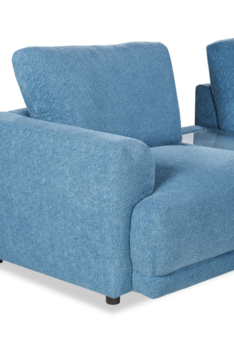 Voyage Modular 7-Piece Right-Facing Fabric Sectional with Console and Removable Back Cushions – Blue