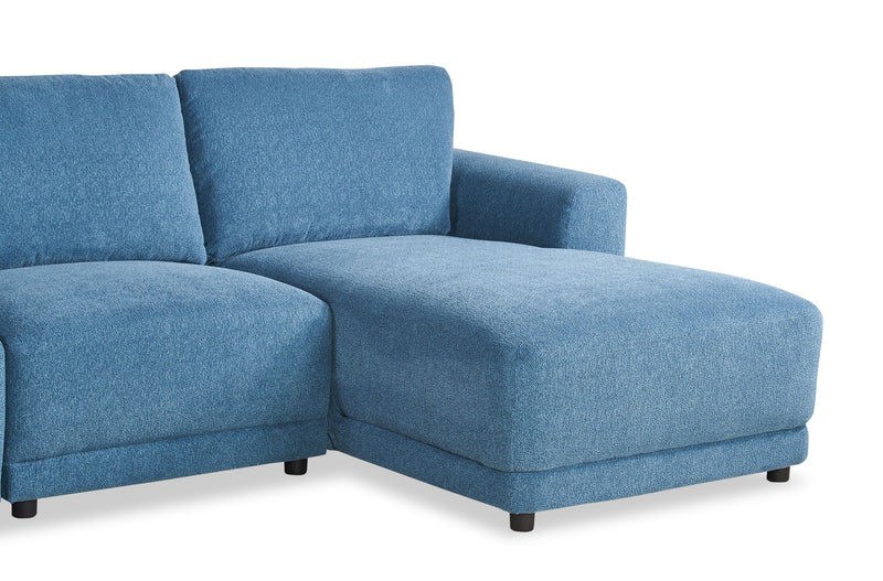 Voyage Modular 7-Piece Right-Facing Fabric Sectional with Console and Removable Back Cushions – Blue