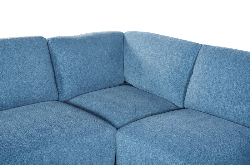 Voyage Modular 7-Piece Right-Facing Fabric Sectional with Console and Removable Back Cushions – Blue