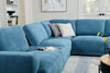 Voyage Modular 7-Piece Right-Facing Fabric Sectional with Console and Removable Back Cushions – Blue | Sofa sectionnel modulaire de droite Voyage 7 pièces en tissu avec console et coussins de dossier amovibles - bleu