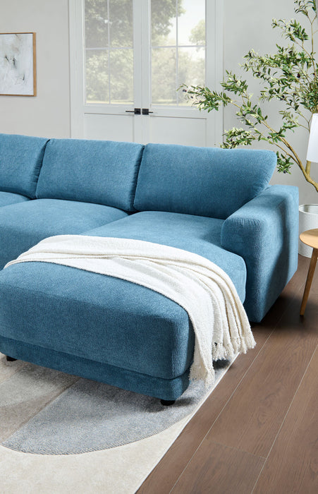 Voyage Modular 3-Piece Right-Facing Fabric Sectional with Removable Back Cushions – Blue