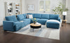Voyage Modular 7-Piece Right-Facing Fabric Sectional with Console and Removable Back Cushions – Blue | Sofa sectionnel modulaire de droite Voyage 7 pièces en tissu avec console et coussins de dossier amovibles - bleu