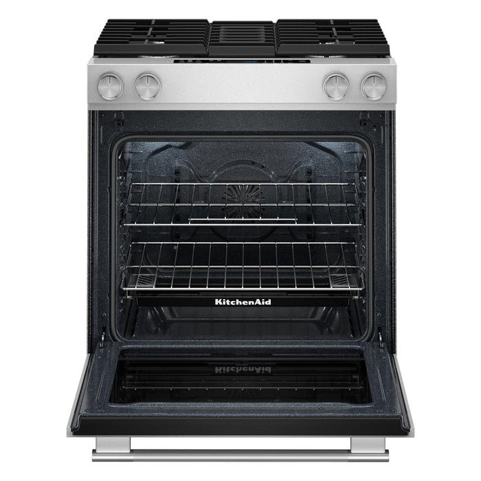 KitchenAid 30” 6.4 Cu. Ft. Slide-In Dual Fuel Range – PrintShield™ Stainless Steel - KSDV730TPS
