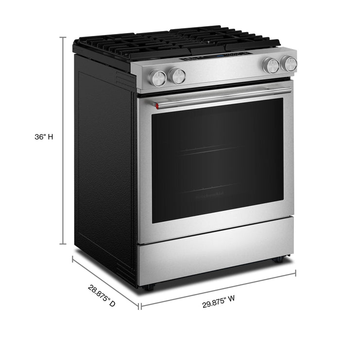 KitchenAid 30” 6.4 Cu. Ft. Slide-In Dual Fuel Range – PrintShield™ Stainless Steel - KSDV730TPS