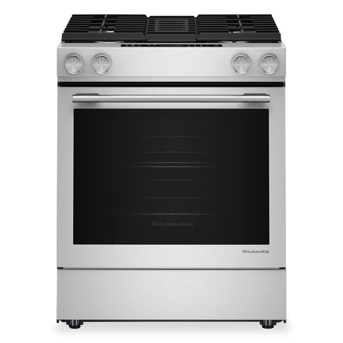 KitchenAid 30” 6.4 Cu. Ft. Slide-In Dual Fuel Range – PrintShield™ Stainless Steel - KSDV730TPS
