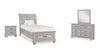 Kylie 6pc Bedroom Set with Storage Bed, Dresser, Mirror & Nightstand, Sand - Twin Size
