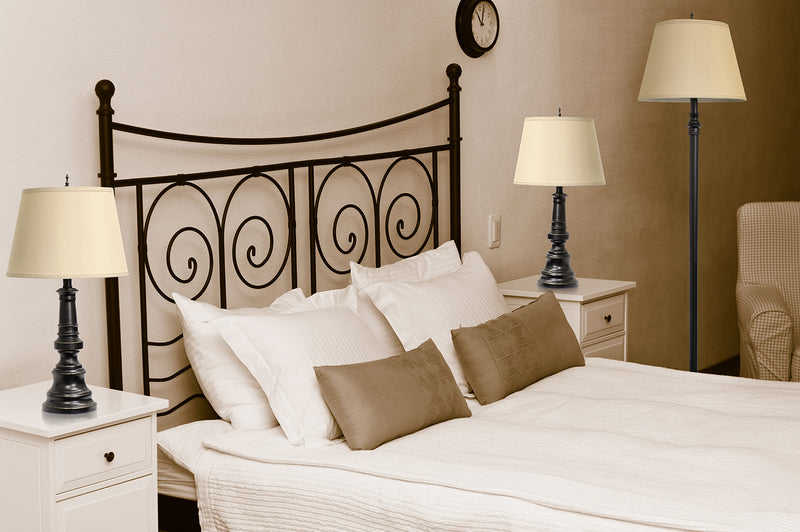 Elegant Designs 3-Piece Two Table Lamp and One Floor Lamp Set - Restoration Bronze