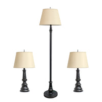 Elegant Designs 3-Piece Two Table Lamp and One Floor Lamp Set - Restoration Bronze