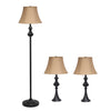Elegant Designs 3-Piece Two Table Lamp and One Floor Lamp Set - Restoration Bronze