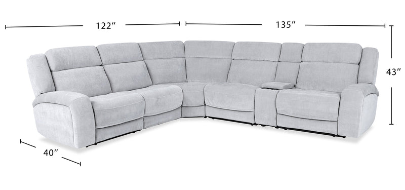 Legacy 6-Piece Power Reclining Sectional with Shaq-o-pedic Comfort and 3D Immersive Sound - Grey 