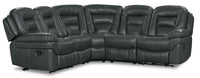 Leo 5-Piece Leather-Look Fabric Reclining Sectional - Grey 